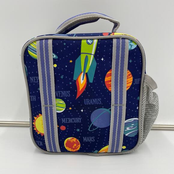 Pottery Barn Kids Mackenzie Navy Solar System Glow-in-the-Dark Lunch Box 8 X 8.5 - Picture 3 of 7